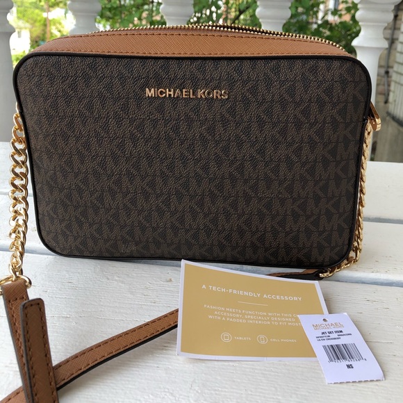 Michael Kors Handbags - Michael Kors Jet Set Large Logo Jacquard Crossbody